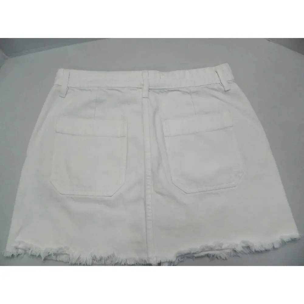 KANCAN Jean White Distress Mini Skirt Size Medium